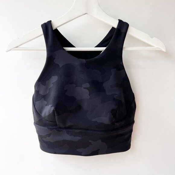 Lululemon Wunder Train Longline Bra, black Camo, Size 6 J199 - Picture 2 of 6